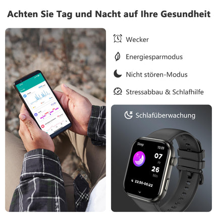Blackview Smartwatch Men Women, AMOLED Screen Always-On, Fitness Watch with Phone Function, Make/Receive Calls, Sports Watch 100+ Sport Modes, Heart Rate Sleep Monitor, Pedometer, Watch for Android iOS