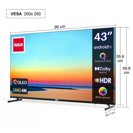 RCA QLED TV 43 inches (108 cm), UHD Smart TV, WiFi, Bluetooth, 4K HDR, APP Store, triple tuner (DVB-C/S/S2/T/T2)