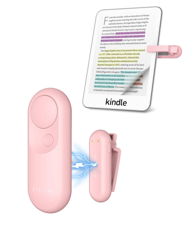 Stouchi kaugjuhtimispuldi leheküljepööraja Kindle'i, Tolino, Paperwhite'i, Colorsofti, Oasis'i ja Scribe'i e-lugeri lisatarvikute lugemiseks, magnetilise klõpsamisega leheküljepööraja Kindle'i, iPadi ja tahvelarvuti jaoks – roosa