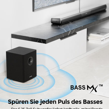 ULTIMEA 5.1-kanaliline Dolby Atmose heliriba, RGB-valgustusega heliriba kodukinole, 3D-ruumilise heli süsteem rakenduse juhtimisega, subwooferiga heliriba, reguleeritav ekvalaiser, Bluetooth 5.3, HDMI eARC, Apollo S80
