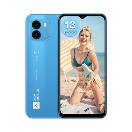 AGM Note N1 nutitelefon ilma lepinguta (2023), Android 13 mobiiltelefon, 8 GB + 128 GB, kahekordne 50 MP kaamera + 2 MP mikrokaamera, 6,52" HD+, 4900 mAh aku, 4G kahe SIM-kaardiga mobiiltelefon, näotuvastus/sõrmejäljelugeja/OTG/GPS, sinine