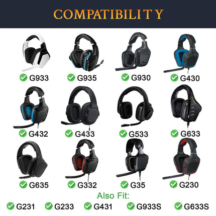 SOULWIT jahutusgeeliga vahetuskõrvapadjad Logitech G35 G930 G933 G933S G935 G633 G633S G635 G533 G430 G431 G432 G433 mängukõrvaklappidele, kõrvapadjad G332 G230 G231 G233 kõrvaklappidele