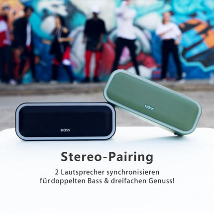 DOSS SoundBox Pro+ Bluetooth-kõlar, 24 W stereoheli, lisabass, 15-tunnine aku, IPX6 veekindel, värviline valgusshow, stereo sidumine, Bluetooth-muusikakarp telefonile, õues, rannas, kodus - roheline