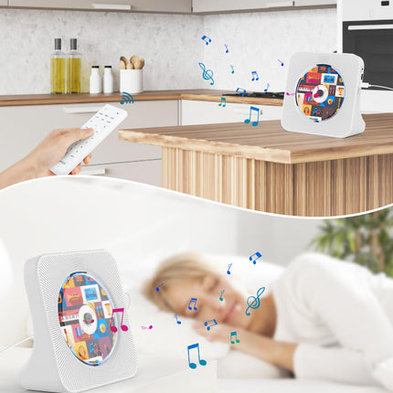 Gueray CD Player Bluetooth CD Player with Speaker Supports Remote Control Display FM Radio with CD Player USB Card Playback 3.5 mm AUX Alarm Clock Headphone Jack Dust Cover