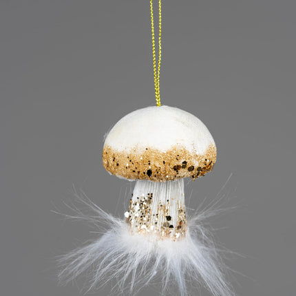 White Mushroom 6 x 7 cm – Christmas Tree Hanging Decorations Festive Decorative Ornaments Fairy Tale Theme Christmas Tree Pendant