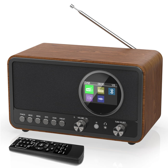 MONODEAL DAB-raadio (DAB+, DAB Plus, FM, 5W HiFi kõlar, kõrvaklapipesa, TFT-ekraan, nuppudega juhtimine), köögiraadio 60 eelseadistatud jaamaga, unetaimeri edasilükkamine