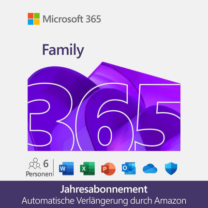 Microsoft 365 Family | 1 aasta | kuni 6 inimest | Office'i rakendused tehisintellektiga | kuni 6 TB pilvesalvestusruumi | Amazoni tellimus automaatse pikendamisega