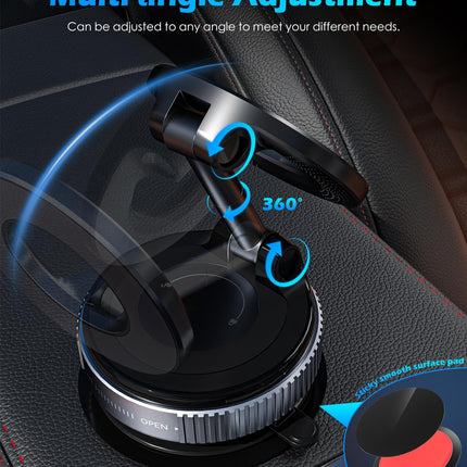 ALAFLY magnetiline autokinnitus iminapaga [360° pööratav ja kokkupandav], metallist autokinnitus, mis ühildub MagSafe iPhone'iga, esiklaasile/klaasile/mis tahes siledale pinnale, must