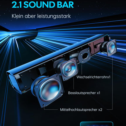 MEVOSTO heliriba telerile, arvutile, mängurile, 60W mini 2.1-kanaliga integreeritud subwoofer BT5.4 kõlar, arvuti USB digitaalse heli/optilise/AUX hääle võimendusega, 3 ekvalaiseriga, ühilduvad mängukonsoolid - 40cm