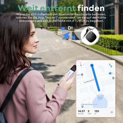 ATUVOS Air Tag nutikas jälgija 4 tk, võtmeleidja, mis ühildub Apple Find My? rakendusega (ainult iOS, Android ei ole toetatud), Bluetooth-võtmeleidja pagasi/kottide/kohvrite jaoks, vahetatav aku