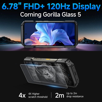 Ulefone Armor 27 Outdoor 4G Smartphone 10600mAh 6.78 inch FHD+ 120Hz, 50MP + 64MP Night Vision Outdoor Mobile Phone Without Contract, 256GB + 16GB/2TB Android 14, Dual SIM 4G/NFC/GPS/IP69K