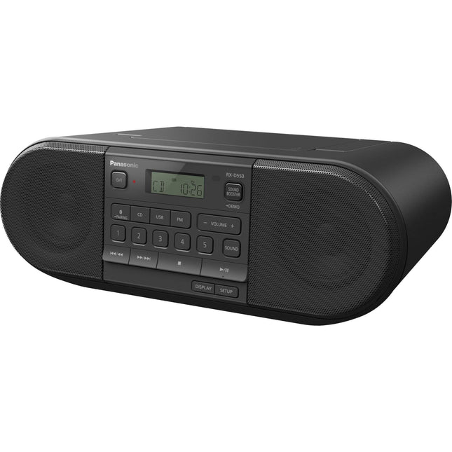 Panasonic RX-D550E-K CD-mängija (FM-raadio, CD-mängija, USB, Bluetooth, vooluvõrgust ja akult töötav) must