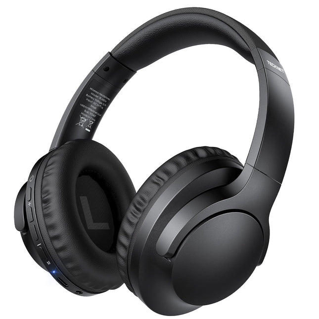 TECKNET Bluetooth-kõrvaklapid, juhtmevabad Bluetooth-kõrvaklapid 70 tundi mänguaega ja 5.3 BT, mikrofon telefonikõnede jaoks, HiFi-stereo, mäluvaht, kokkupandavad juhtmevabad kõrvaklapid reisimiseks/kontorisse/mobiiltelefoni/arvuti jaoks