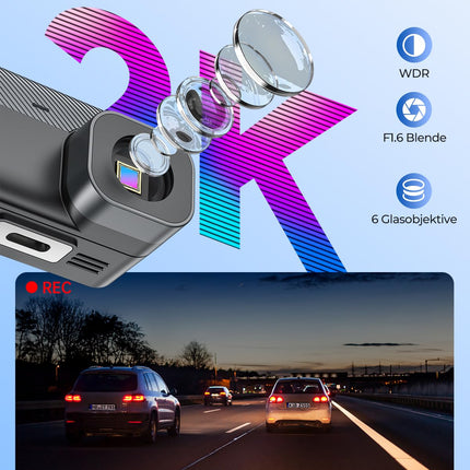 Krunia 2K WiFi mini autoregistraator, esikaamera rakendusega, CPL tugi, väline GPS, WDR öönägemine, 24H parkimise jälgimine, magnetiline kinnitus, superkondensaator, 170° lainurkkaamera