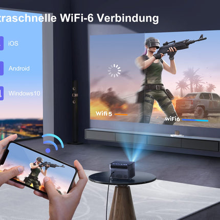 【Autofookus/trapetsikorrektsioon】 Projektor, 28000 luumeniga WiFi Bluetooth-projektor Full HD 1080P, kodukino videoprojektor 4K tugi, ühildub Fire Sticki, Xboxi, PS5, sülearvuti, USB ja mobiiltelefoni projektoriga