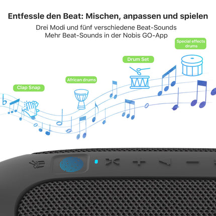 NOBIS Clip N1 Portable Bluetooth Speaker with App, Beat Mode, Up to 24 Hours Playtime, IP68 Waterproof, BT 5.3, HD Sound, Stereo Pairing, Custom EQ, Perfect for Outdoors (Black)