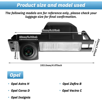 HD 720P auto tahavaatekaamera asendus Opel Astra H Zafira B Corsa D Vectra C Insignia jaoks, 170-kraadine lainurk-auto öise nägemisega tagurduskaamera, veekindel parkimiskaamera