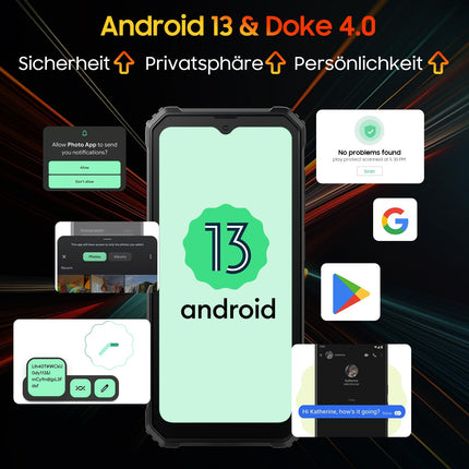 Blackview BV4800 Outdoor Mobile Phone 4GB+32GB/1TB TF, 5180mAh, 6.56'' HD+ Android 13 Outdoor Smartphone Without Contract, IP69K Construction Site Phone Cheap, 13MP+5MP Camera, Dual 4G SIM/IP68/GPS