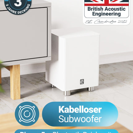 MAJORY K2 heliriba teleritele koos subwooferiga | Teleri kõlarid teleritele | 150W 2.1 helisüsteem juhtmevaba subwooferiga | Bluetooth-teleri heliriba | Kodukino heliriba HDMI ARC-ga (valge)
