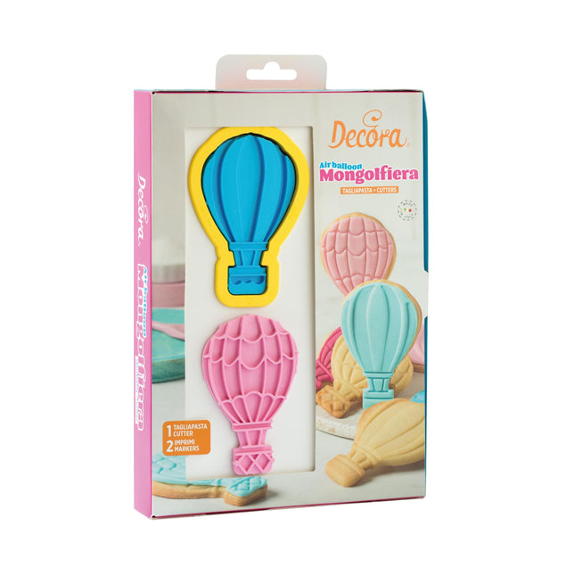 Decora 0255035 3D kuumaõhupallide küpsiselõikurid ja markerid, valmistatud plastikust, ideaalne komplekt suhkrumassist või kummimassist kaunistamiseks, valmistatud Itaalias, originaalne disain. Pakis