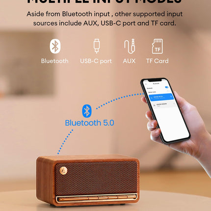 Edifier MP230 Portable Bluetooth Speaker, Wireless Speaker with 48mm Drivers, 20W RMS Stereo Sound, Crisp Treble and Punchy Bass, 9h Playtime, Bluetooth V5.0, AUX, Micro SD (Retro Wood)