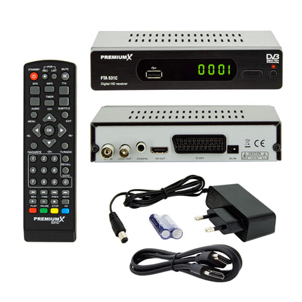 PremiumX kaabelvastuvõtja DVB-C FTA 531C digitaalne FullHD SCART HDMI USB meediapleier, teleri vastuvõtja kaabeltelevisioon