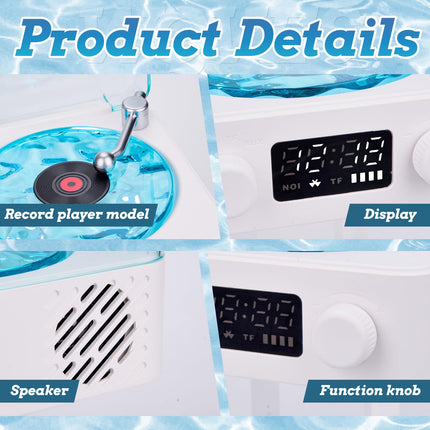 The Waves Record Player with RGB Light, Bluetooth Speaker, 3 Modes Stereo Sound, Sleep Aid with 4 Nature Sounds, Portable