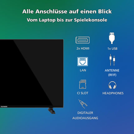 Telefunken QLED-teler 32-tolline nutiteler VIDAA QF32VP750S Full HD-teler, HDR-teler integreeritud kolmekordse tuuneriga, LED-teler must