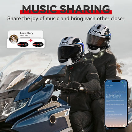 XGP mootorratta peakomplekt Bluetooth V5.2 muusika jagamisega, 2-inimese mootorrattakiivri sidesüsteem IP67 veekindlusega, kiivri intercom suusatamiseks, GPS/navigatsiooni tugi