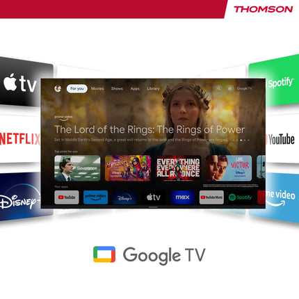 THOMSON Streaming Box 240 | Google TV | 4K UHD | Google Assistant | Google Cast | WiFi | Bluetooth 5.0 | HDMI 2.1 | Dolby Atmos | Dolby Digital+ | HDR10 | 2 GB RAM | 8 GB salvestusruumi