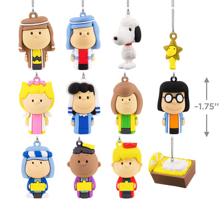 Hallmark Peanuts Nativity Countdown Calendar Miniature Christmas Tree Set with 12 Mini Ornaments, (0002HCM9187)
