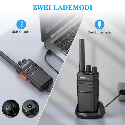 HESENATE HT66 Walkie Talkie, litsentsivaba PMR446 raadio, pikamaa Woki Toki pihuraadio 16 kanaliga raadiokomplekt, professionaalne Walkie Talkie skaneerimise VOX kõrvaklappidega (must, 4 tk komplekt)
