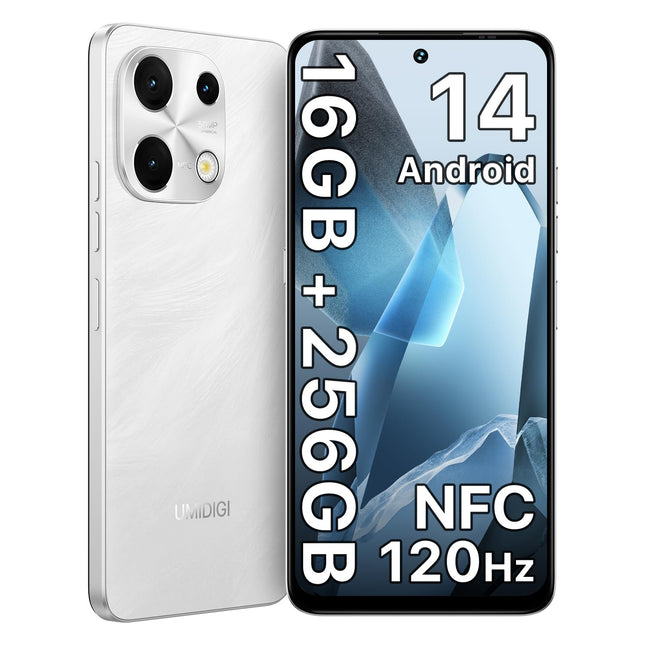 UMIDIGI Note 100 mobiiltelefon, Android 14 nutitelefon ilma lepinguta, 120Hz kaheksatuumaline protsessor, 16(8+8) GB + 256GB mobiiltelefon ilma lepinguta, 6,8 tolli, 50MP, näo- ja sõrmejäljelugeja, NFC, 5000mAh, GPS, kahe SIM-kaardiga nutitelefon