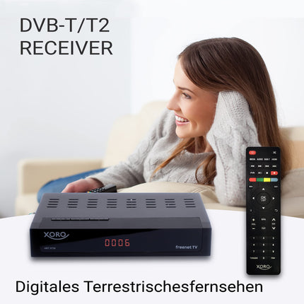 XORO DVB-C/T2 kombineeritud vastuvõtja HRT 8730 hübriid USB-meediapleieri, PVR-valmidusega, ajanihkega, integreeritud Irdeto juurdepääsusüsteemiga Freenet TV jaoks ja 6-kuulise krediidiga