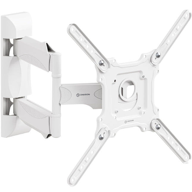ONKRON teleri seinakinnitus, pöörlev, 32–65-tollistele teleritele kuni 35 kg, universaalne teleri seinakinnitus, pikendatav, kallutatav, VESA 100x100–400x400, teleri pöörlev vars/teleri kinnitus, valge, M4-W