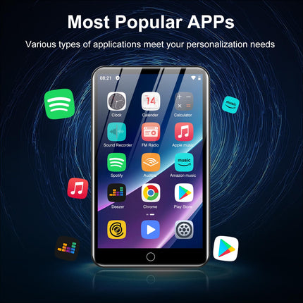 MP3-mängija Spotifyga, ZAQE 80 GB MP3-mängija Bluetoothi ​​ja WiFi-ga, MP3-mängija Amazon Musicuga, Audible, Deezer, 4-tolline puutetundlik ekraan, MP4-mängija lastele (must)