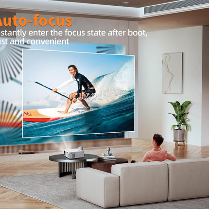 Smart Beamer 4K [Elektrischer Fokus und Auto Keystone] Heimkino mit Apps,Full HD 1080P Beamer mit WiFi5 Projektor,20000 Lumen Outdoor Heimkino Kompatibel mit TV Stick/HDMI/USB/AV/Laptop/iPhone/Android