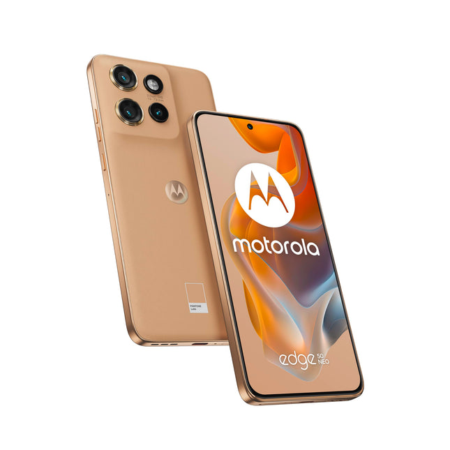 Motorola edge50 neo smartphone (6.36" Super HD display, 50 MP camera with Moto AI, 12/512 GB, 4310 mAh, Android 14) Pantone Lattè (vegan synthetic leather), including protective cover