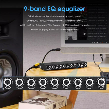 Nobsound HiFi 9-ribaline stereo ekvalaiseri eelvõimendi analoog ekvalaiser heliprotsessor koju/autosse (EQ9)
