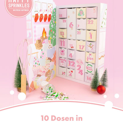 Happy Sprinkles Magical Christmas Time Children's Advent Calendar 2024 - Christmas decorations for pastries - Edible cake decorations for Christmas - 24 doors