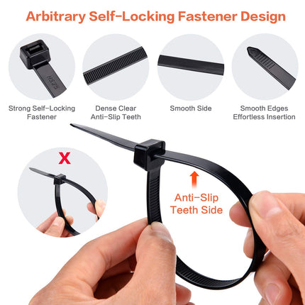 Cable ties black 45cm cable ties long 9mm wide cable ties large cable ties UV resistant tensile strength 91kg strong wire ties for privacy screens, cable fixation, pergola, 50 pieces