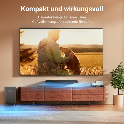 TONOR TV heliriba subwooferiga, 2.1 kanaliga heliriba telerile/arvutile, 5.3 Bluetooth-kõlar telerile, 3 ekvalaiseri režiimi/BASSMX/DSP/3D ruumiline heli, kodukino helisüsteem, HDMI ARC/optiline/AUX/USB