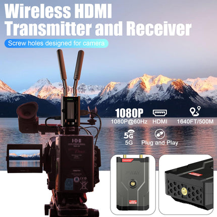Wireless HDMI Transmitter and Receiver 500m - Full 1080P@60Hz for audio and video streaming from laptop, PC to HDTV, projector - HDMI dongle and extender