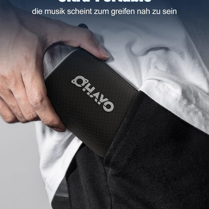 OHAYO Small Bluetooth Speaker with RGB Light, Bluetooth 5.3 Music Box with IPX7 Waterproof, 24H Battery, Stereo Pairing, Portable Mini Speaker for iPhone, Party, Garden, Black