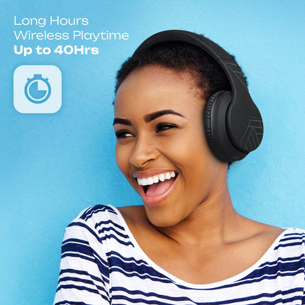 PowerLocus P6 Bluetooth kõrvaklapid, juhtmevabad kõrvaklapid superbassiga, 40-tunnine mänguaeg, mikrofon, häälassistent, passiivne mürasummutus iPhone'ile, Samsungile, iPadile, arvutile, sülearvutile, telerile - mustad