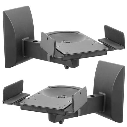 Mount-It! Universal Speaker Wall Mounts, 1 Pair, Side Clamp, Bookshelf Mount, Large or Small Speakers, 2 Brackets, 25 kg Capacity, Black (MI-SB37)