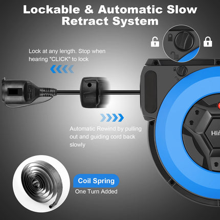 Professional Automatic Cable Reel with Bracket 15 m + 2 m | Wall and Ceiling Mounted Retractable Power Reel | 1500W ~ 3000W Automatic Cable Reel | 180° Rotatable | Cable Reel Protection Level IP44