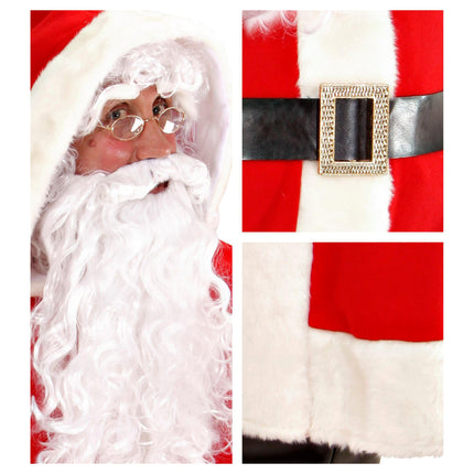 W WIDMANN MILANO Party Fashion 1544V - Santa Claus costume, 6-piece, coat with hood, belt, boot covers, wig, beard with mustache and eyebrows, Santa Claus, Christmas