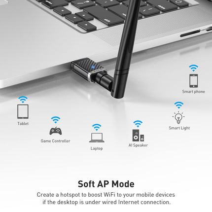 EDUP AC1300M WLAN-pulk USB 3.0 WLAN-adapter 6dBi eemaldatava antenniga 802.11 AC kahesageduslik (5 GHz 867 Mbit/s + 2,4 GHz 400 Mbit/s) võrguadapter, mis toetab WiFi leviala lauaarvutitele, sülearvutitele, Windowsile ja Mac OS-ile