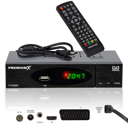 Premium X kaabelvastuvõtja DVB-C FTA 530C digitaalne FullHD teler, automaatne installimine, USB-meediapleier, SCART HDMI, kaabeltelevisioon igale kaabeloperaatorile.
